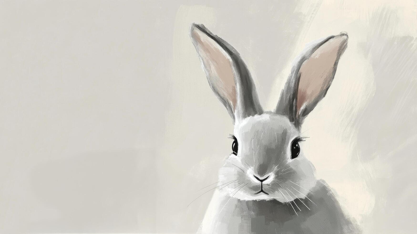 Realistic depiction of a rabbit against a soft neutral background in a serene artistic style photo