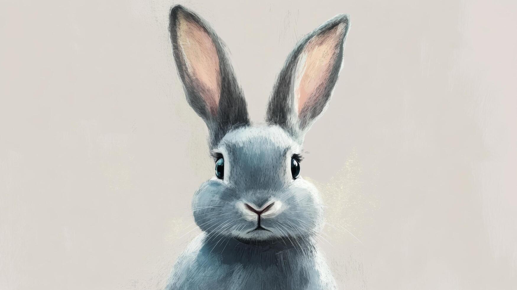Realistic depiction of a rabbit against a soft neutral background in a serene artistic style photo