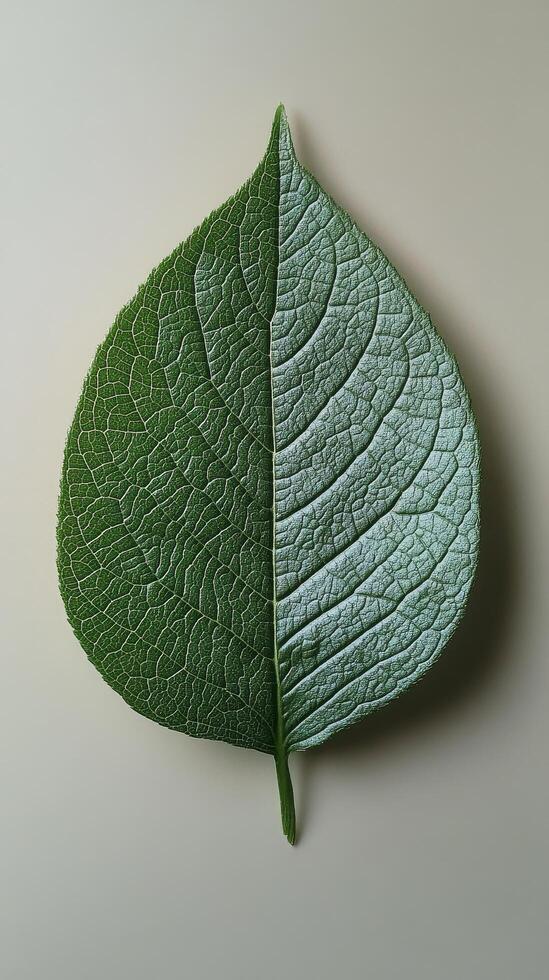 Intricate details of a large green leaf showcasing its natural texture and structure photo