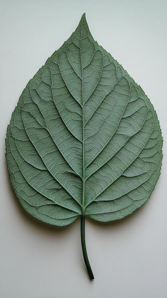 Intricate details of a large green leaf showcasing its natural texture and structure photo
