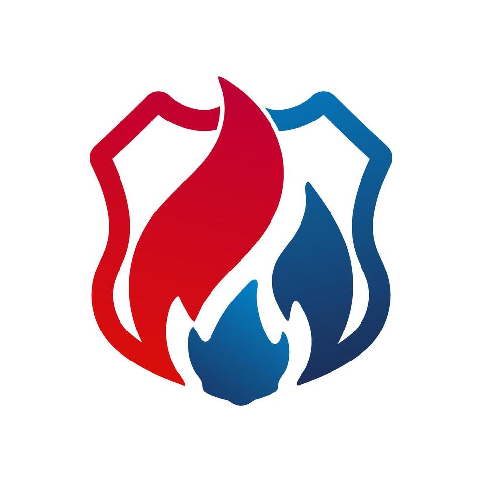 Modern fire shield logo vector