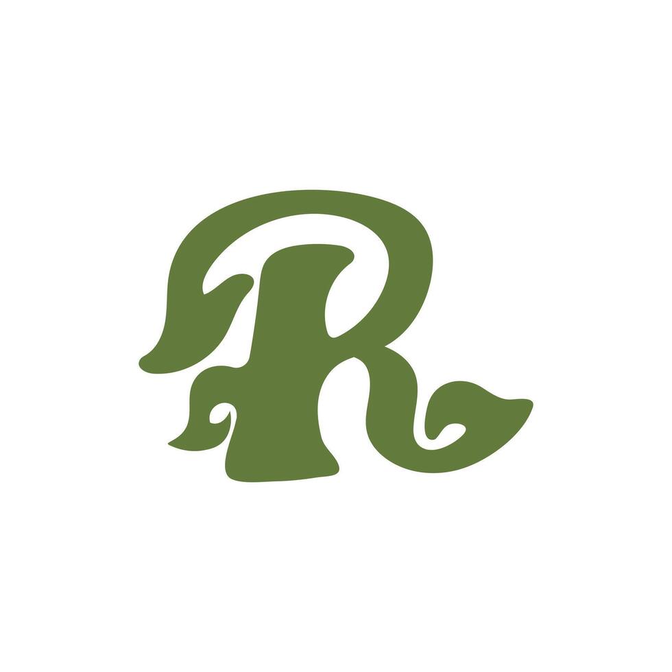 Modern letter R nature logo illustration design vector