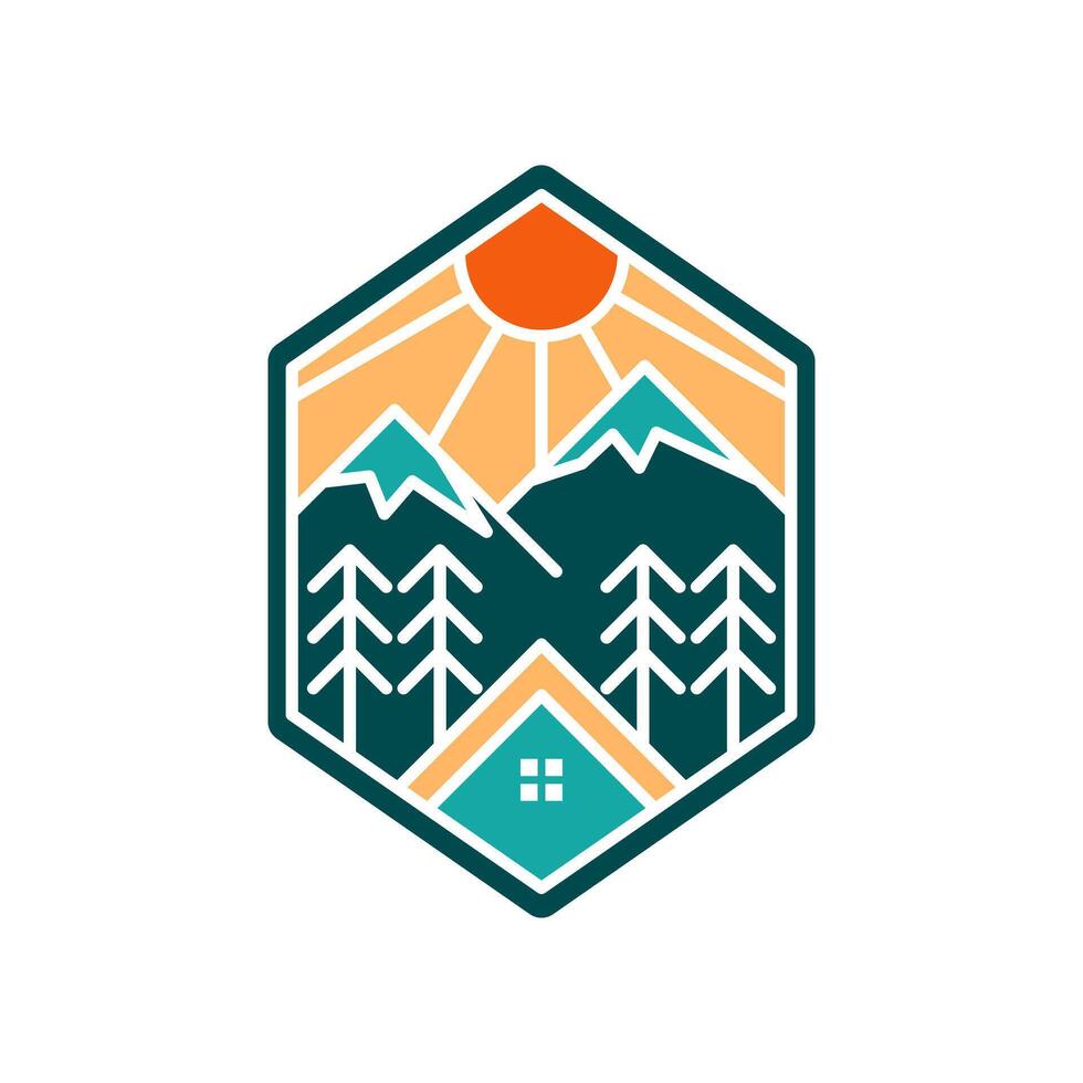 Modern hexagonal outdoor logo vector