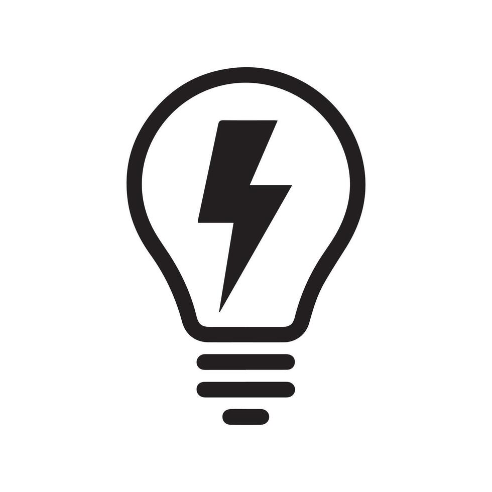 Simple Black Line Drawing bulb icon. vector