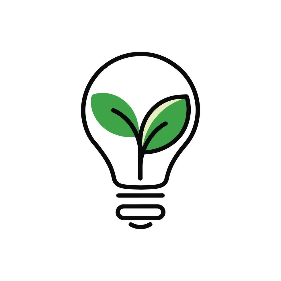 Eco Friendly Lightbulb Concept design with green leaf vector