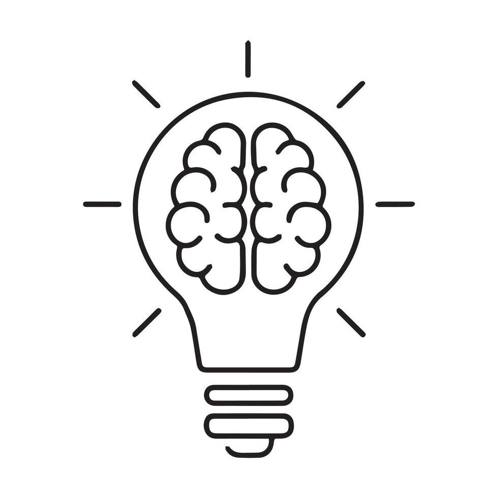 Premium bulb icon design with brain icon vector