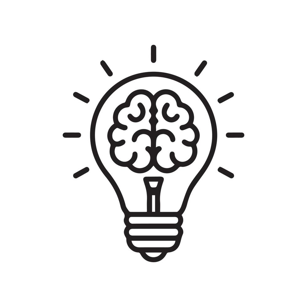 Premium art of a Brain Inside a Lightbulb arts. vector