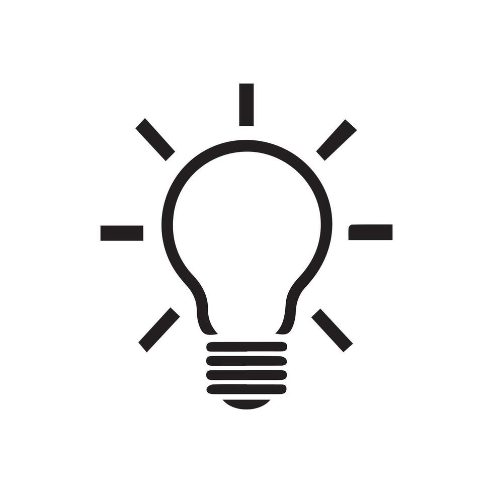 Simple Black Line Drawing of unique bulb icon vector