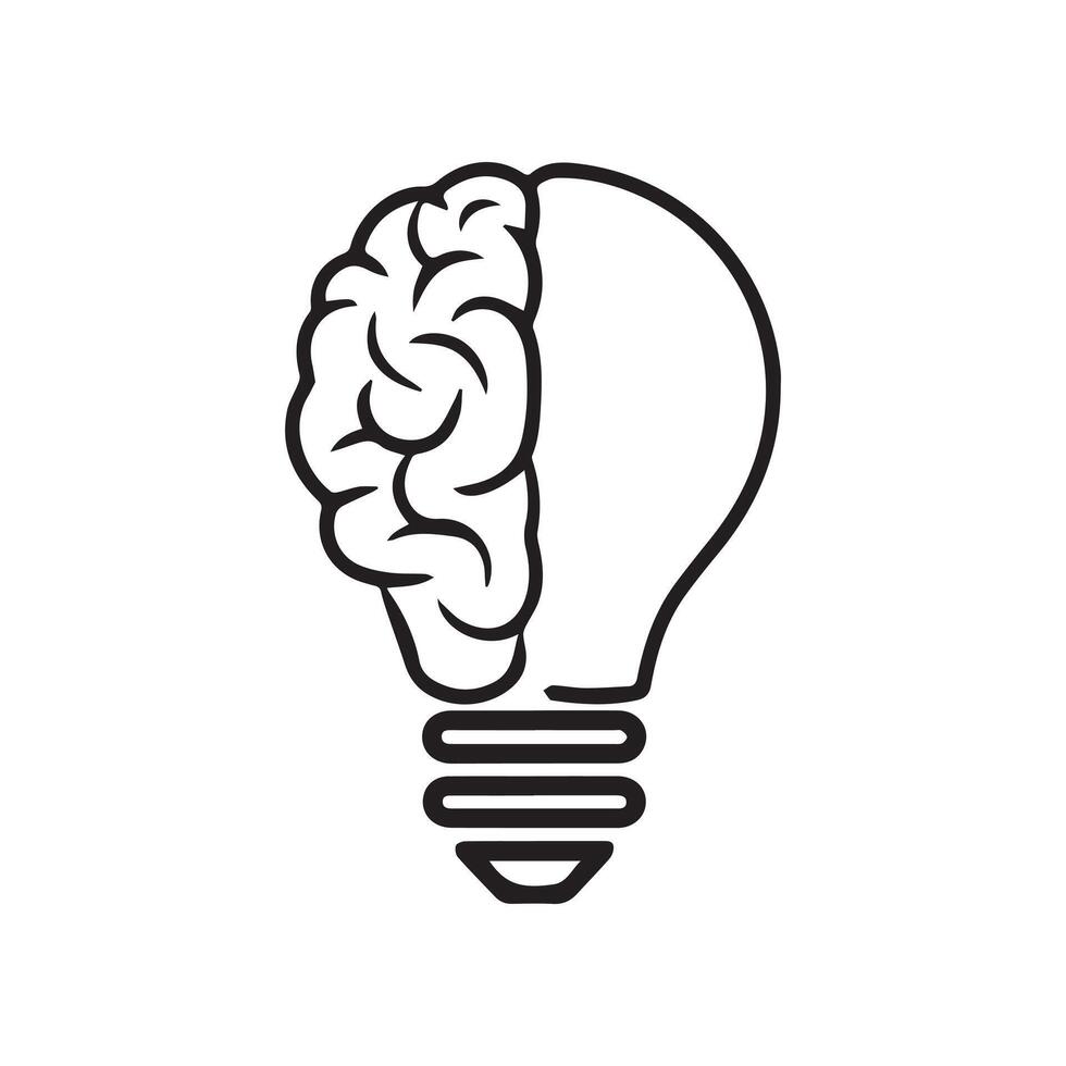 Simple Black Line Drawing bulb icon design. vector