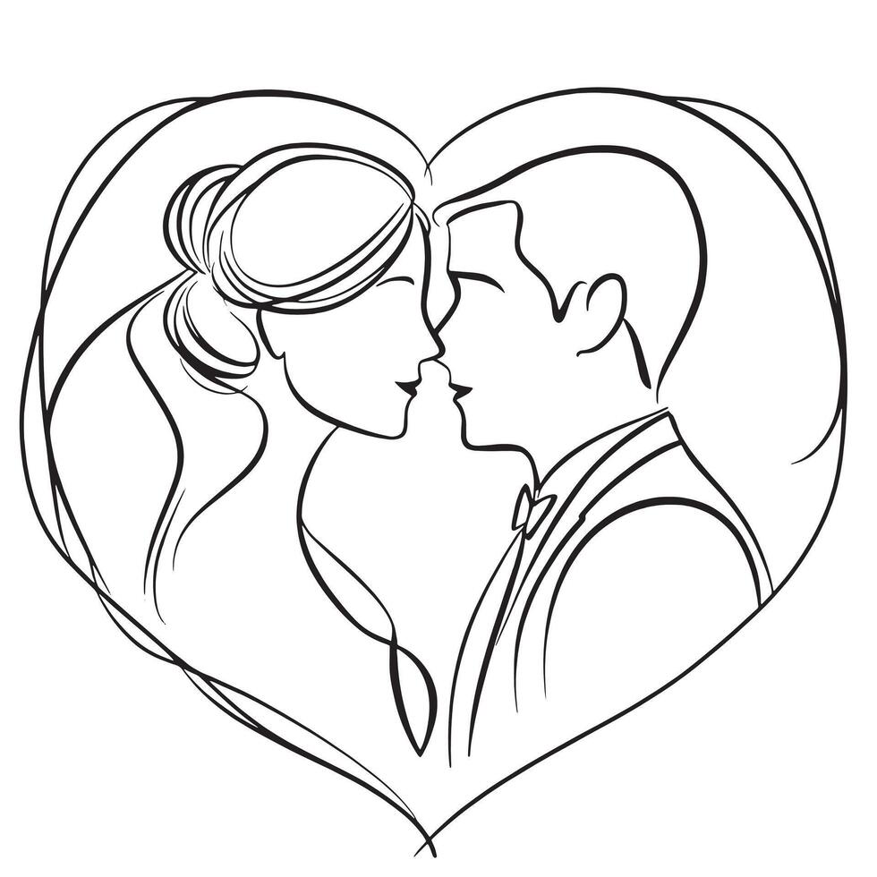 Pencil sketch of romantic couple vector