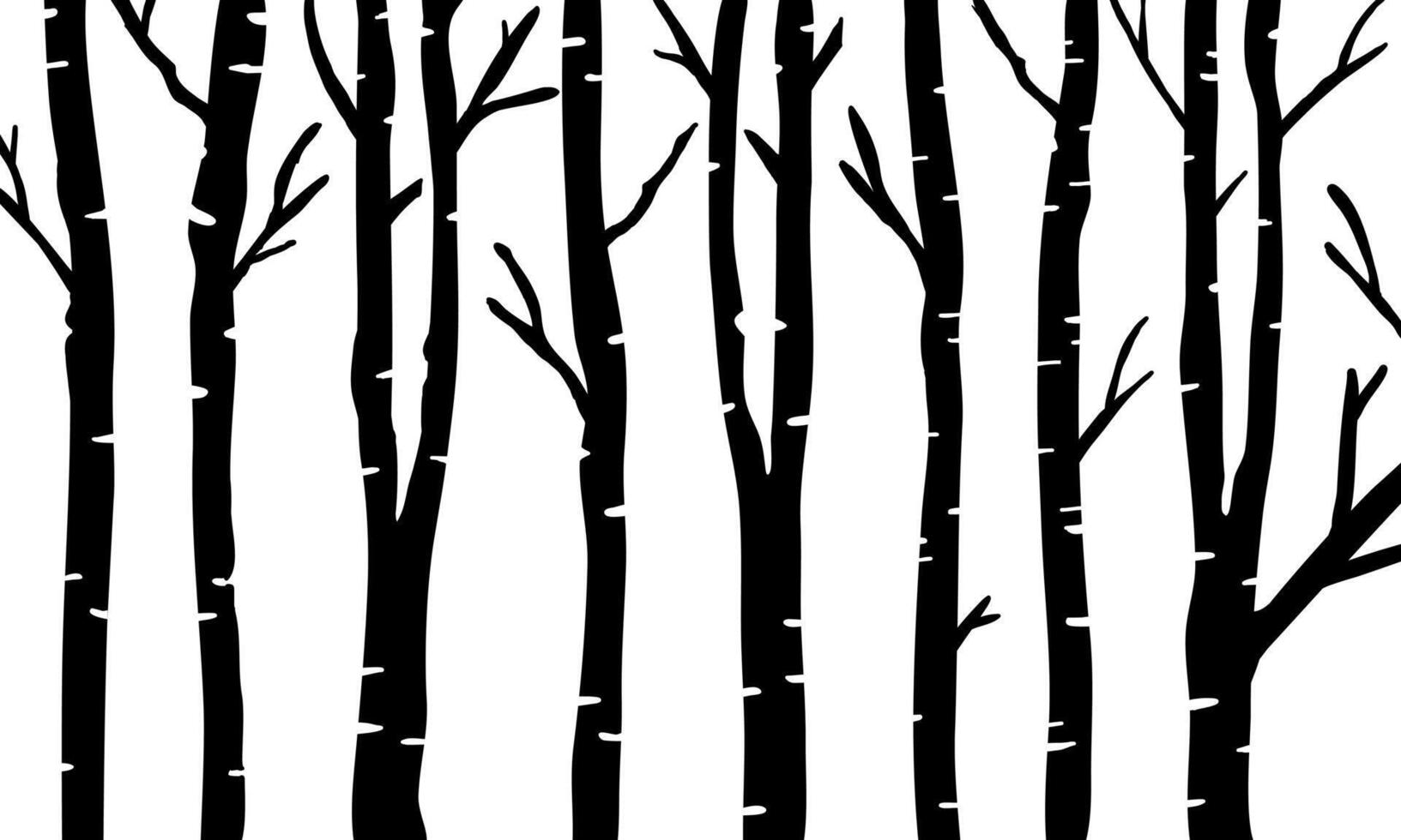 Black Branch Tree and root or Naked trees silhouettes. vector