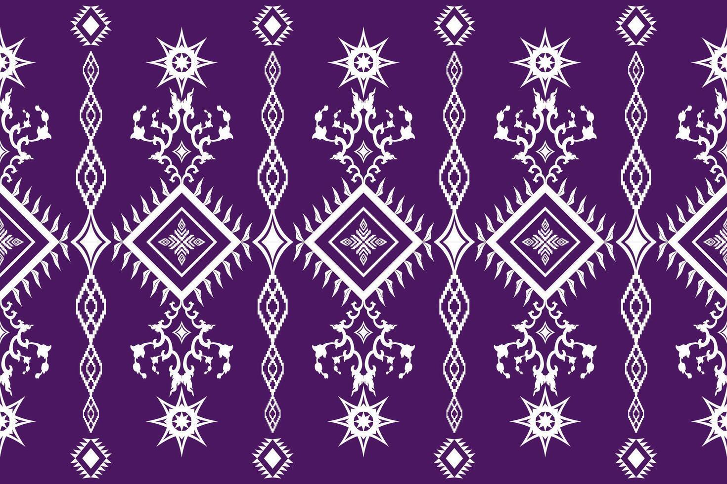 Art embroidery patterns design on violet background vector