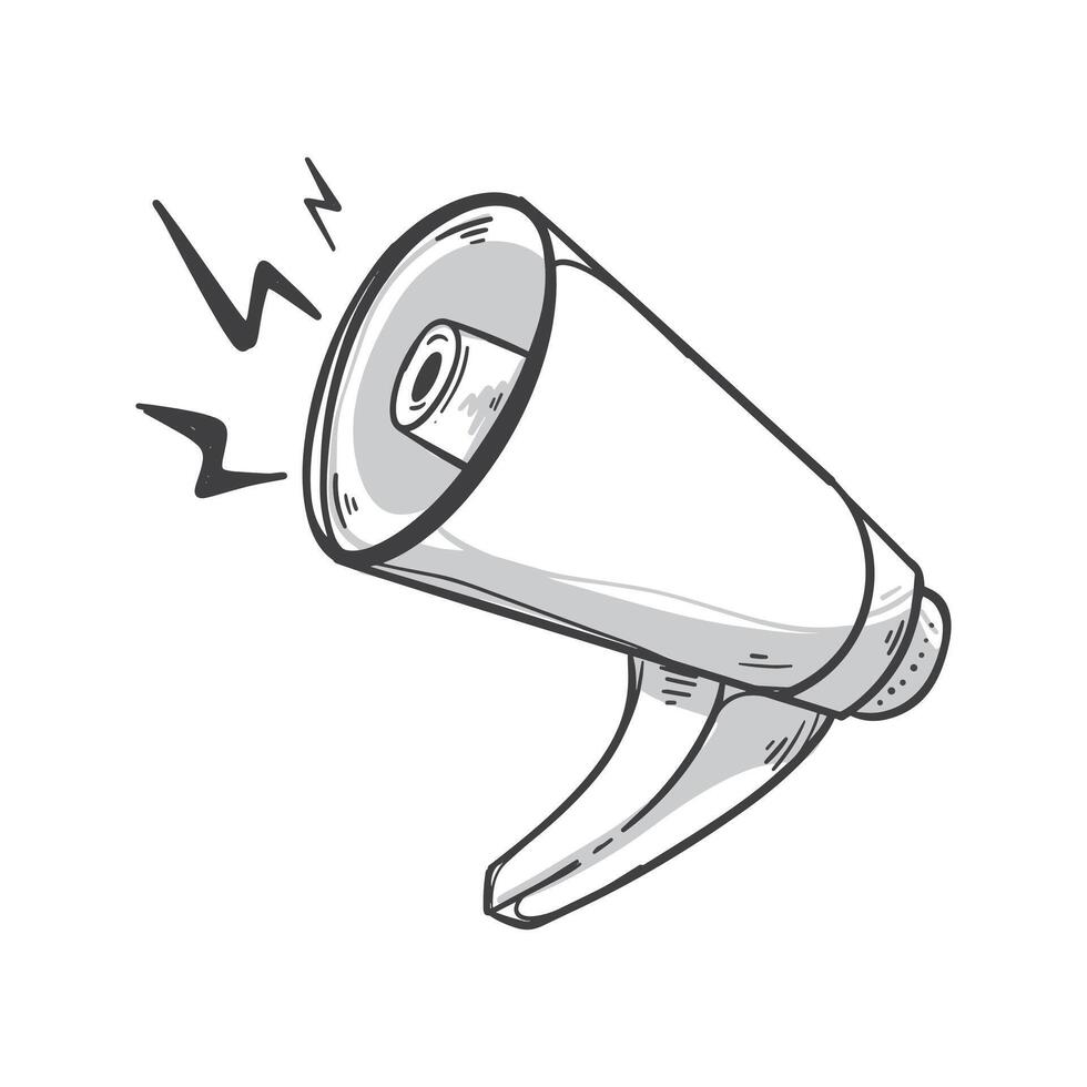 Megaphone doodle hand drawn illustration on white background vector