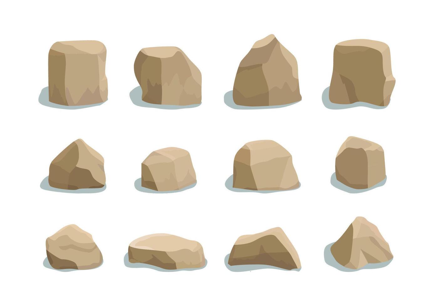 Rock stone big set cartoon vector