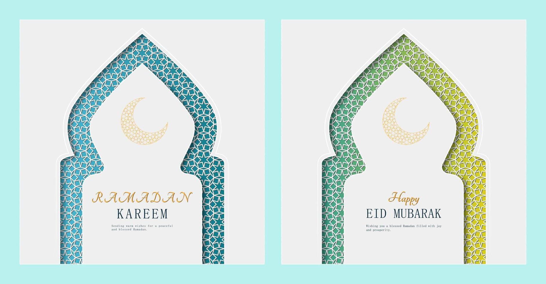 Elegant Arabic-inspired background featuring geometric patterns and a golden crescent, perfect for Islamic celebrations including Ramadan, Eid, and Hari Raya festivities. vector