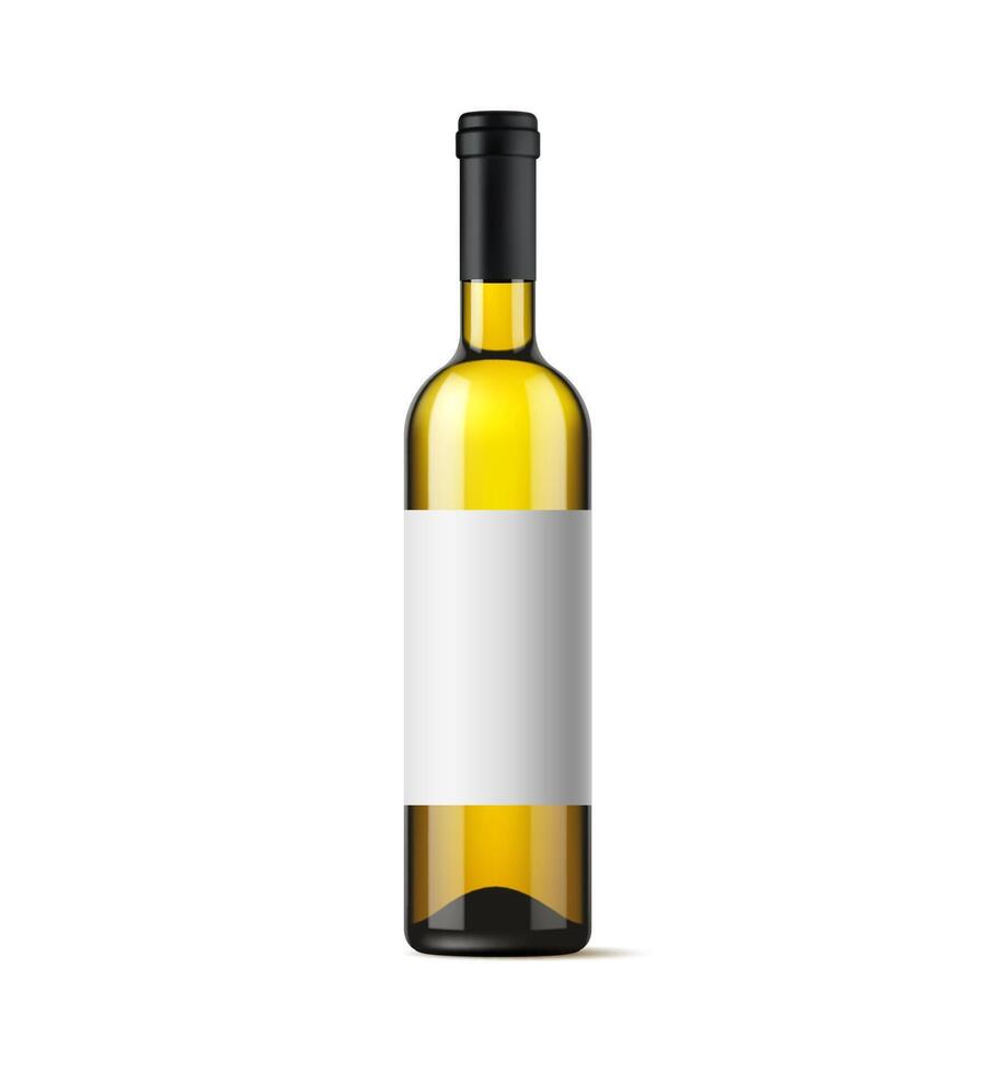Realistic alcohol glass bottle of wine with label vector