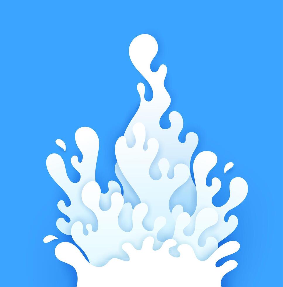 Paper cut milk splash wave flow for dairy product vector