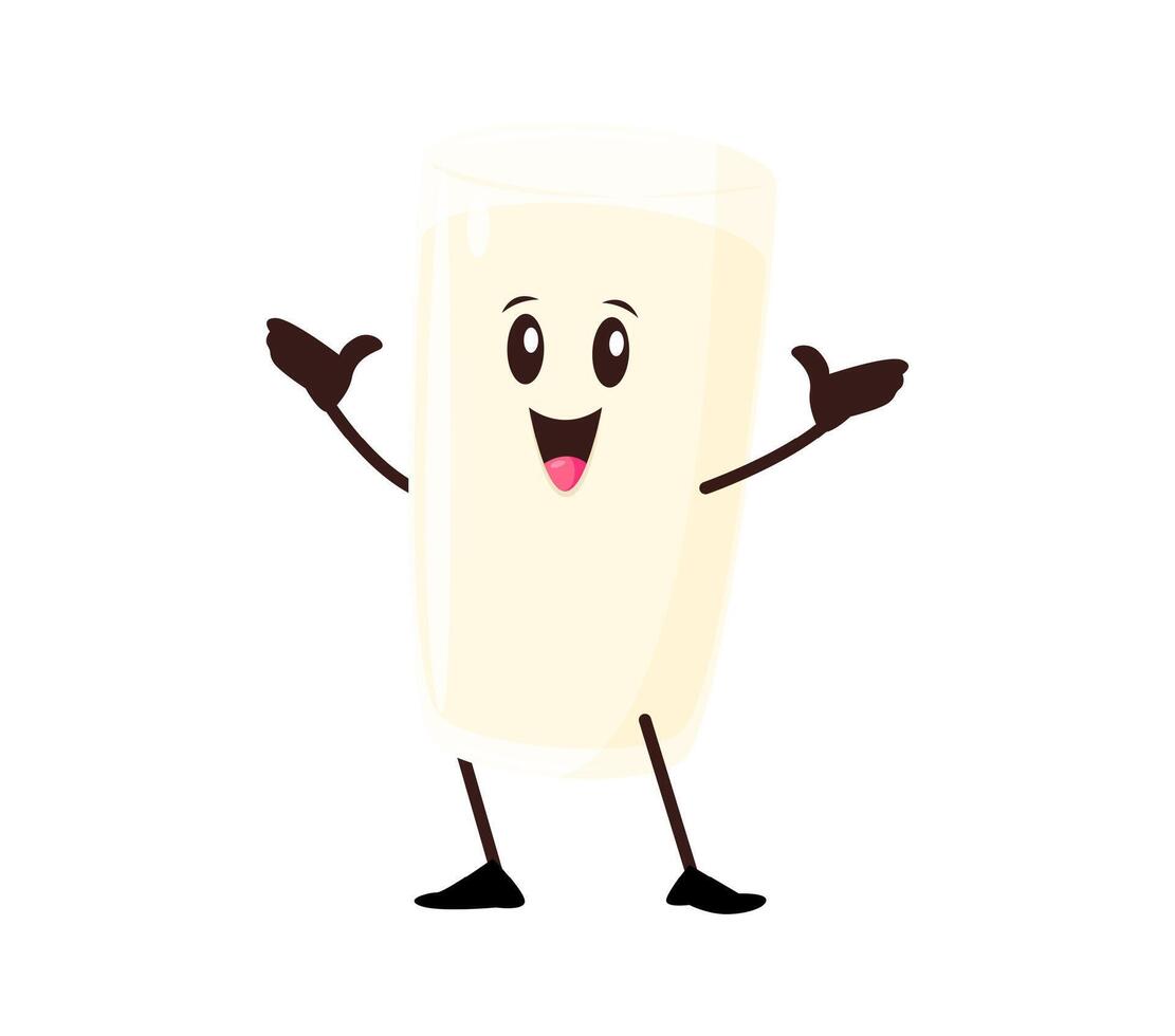 Groovy retro milk drink glass cheerful character vector