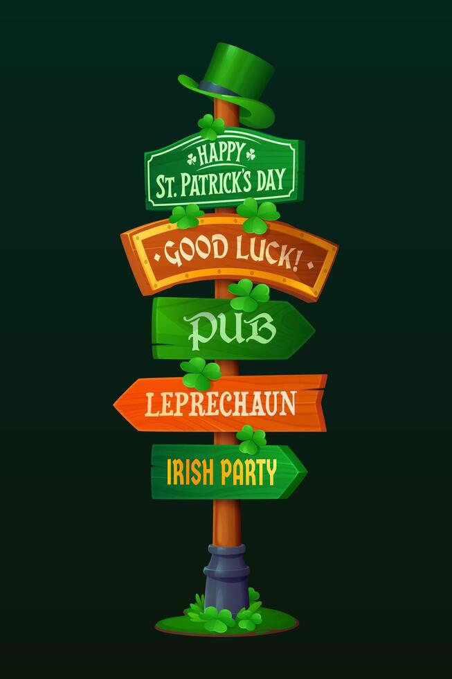 St Patrick day wooden sign board for Irish holiday vector