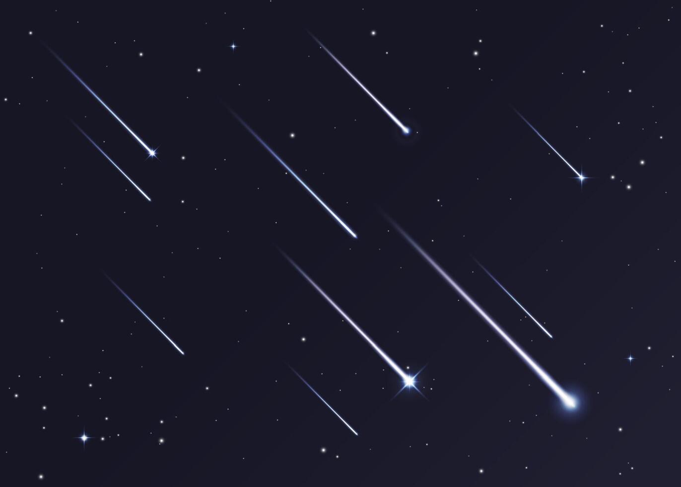 Night sky shooting stars background vector