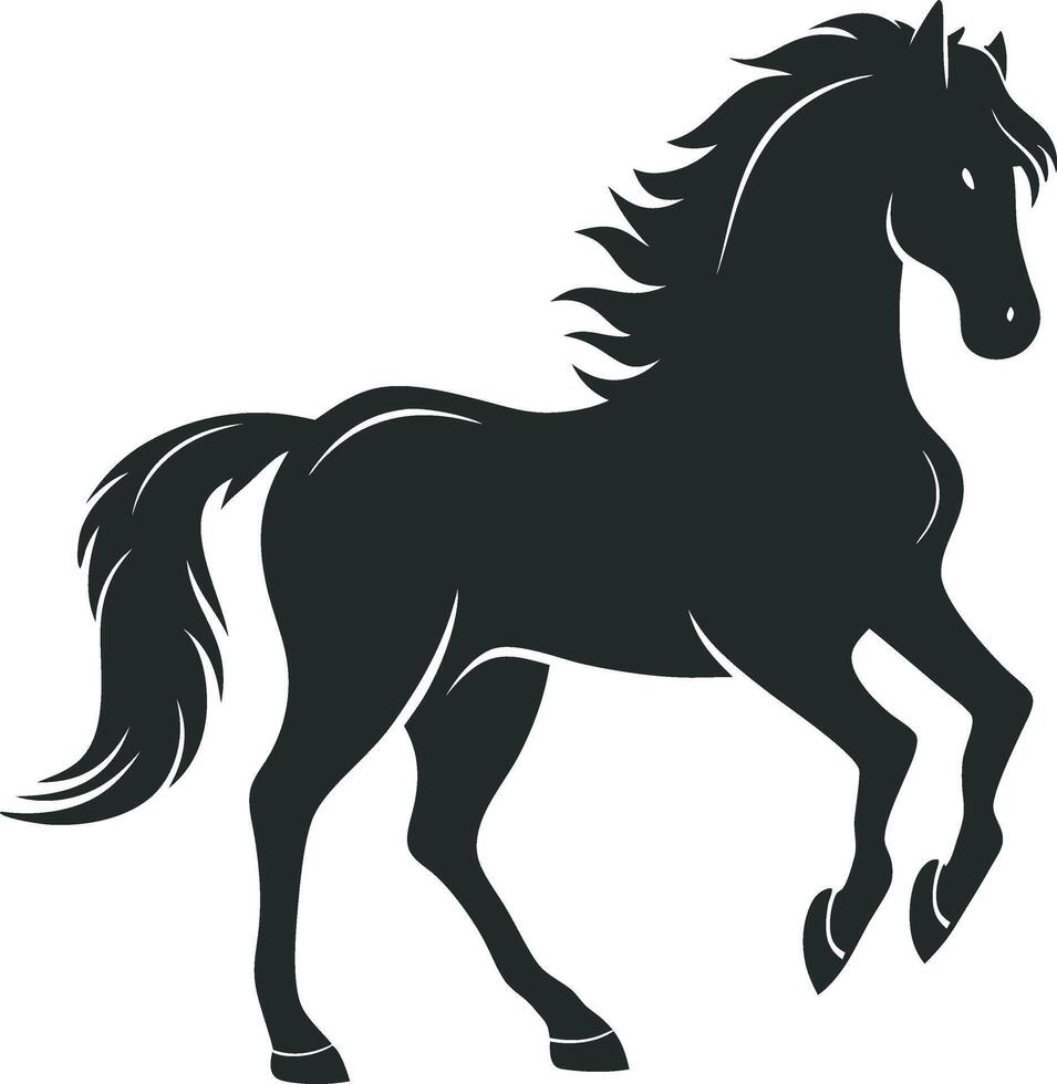 Bold Black Horse Silhouette in Movement vector