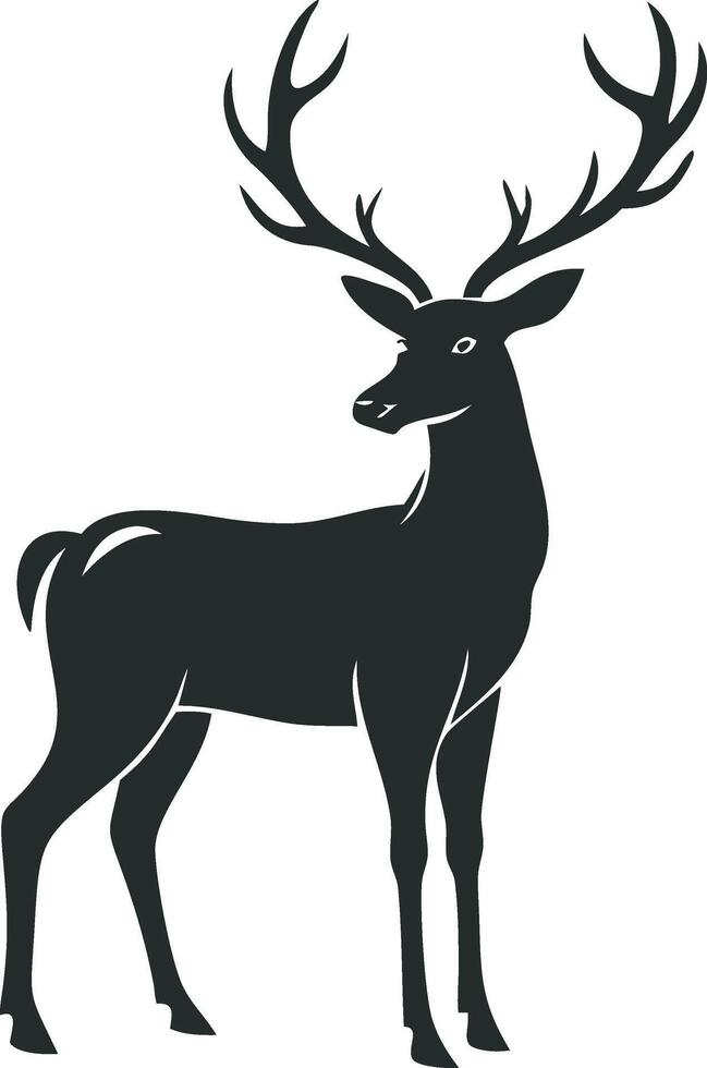 Standing Deer Silhouette with Graceful Antlers vector
