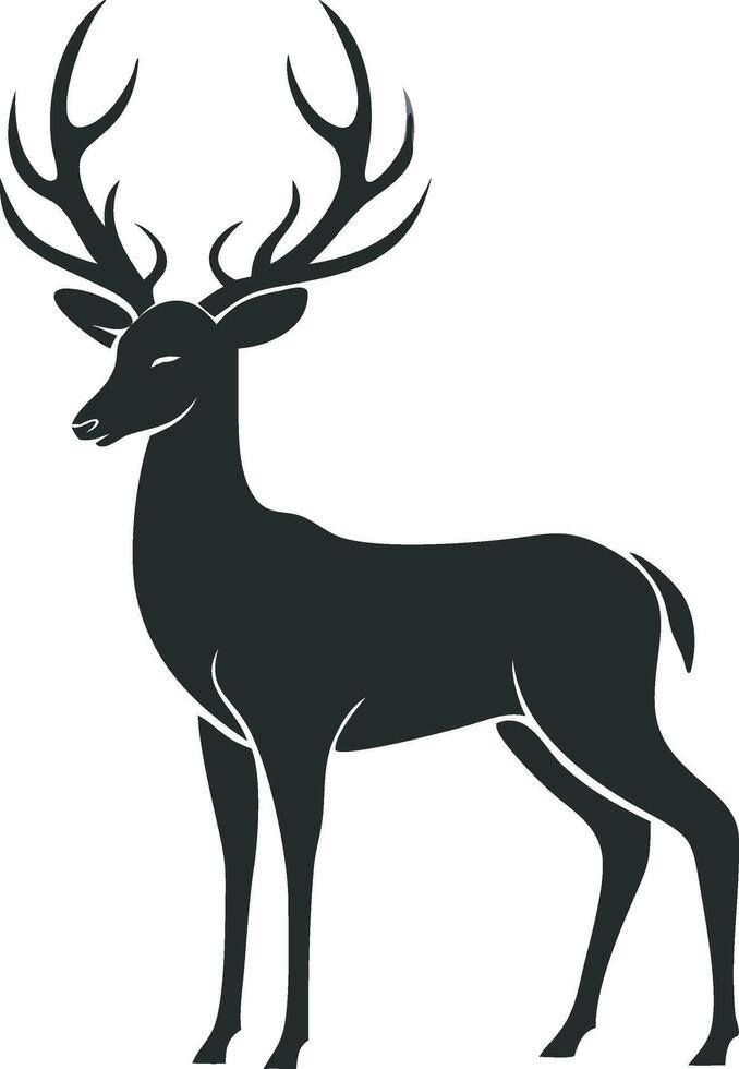 Majestic Deer Silhouette with Elegant Antlers vector