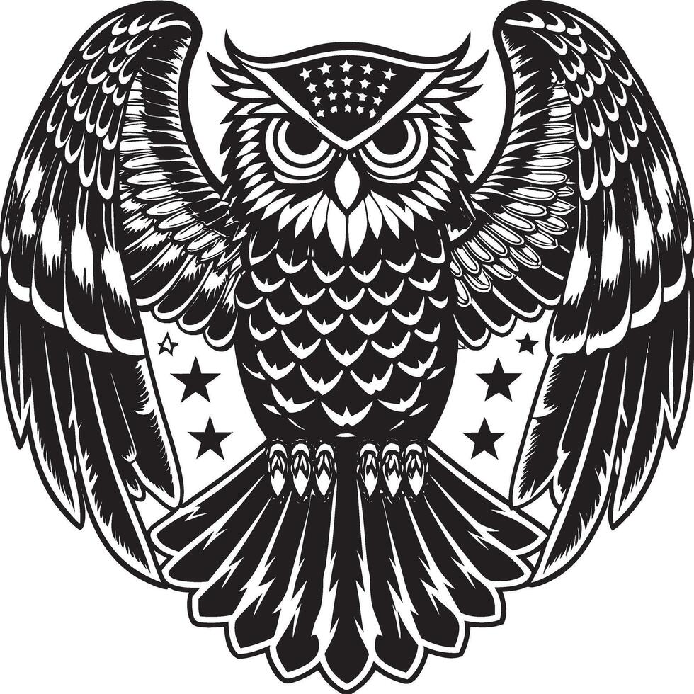Elegant Owl in Flight Silhouette vector