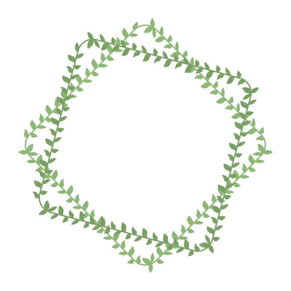 Green box frame with hand-drawn branches and leaves vector