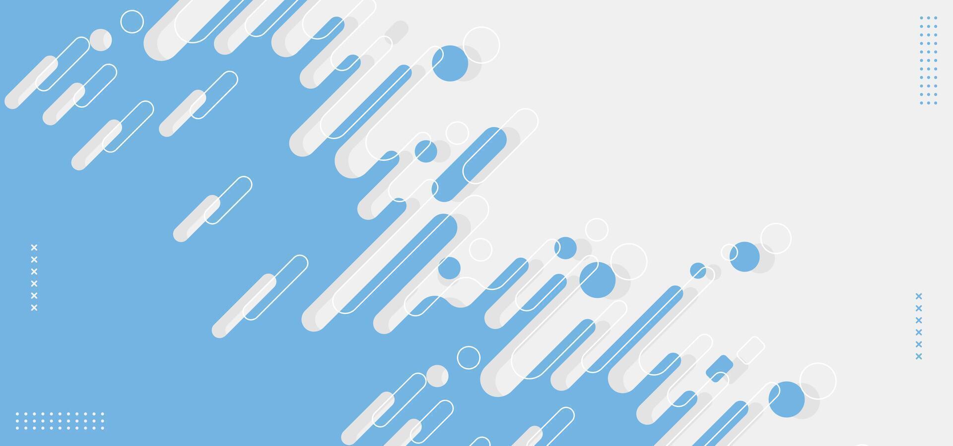 Modern geometric design with blue rounded lines and dots vector