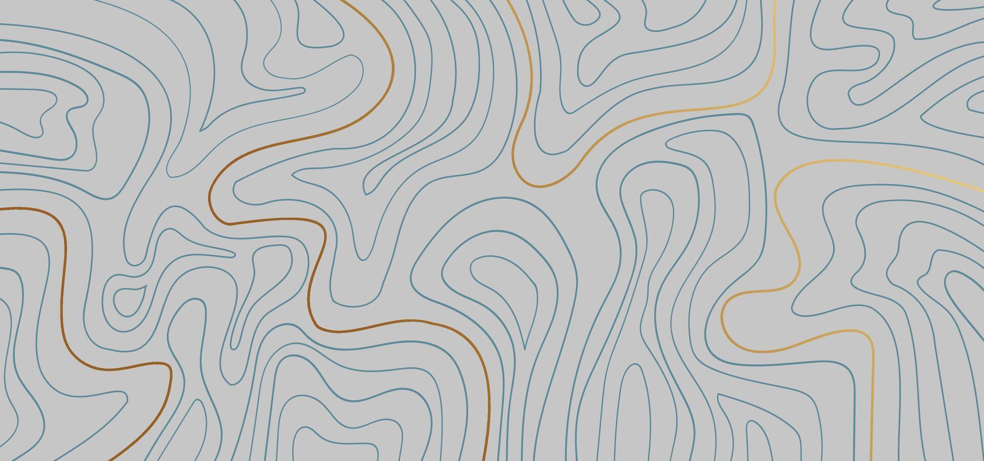 Gold and green line contour map on gray background vector