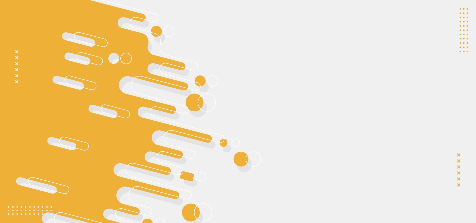 Abstract yellow background with rounded lines, dashes, and dots vector