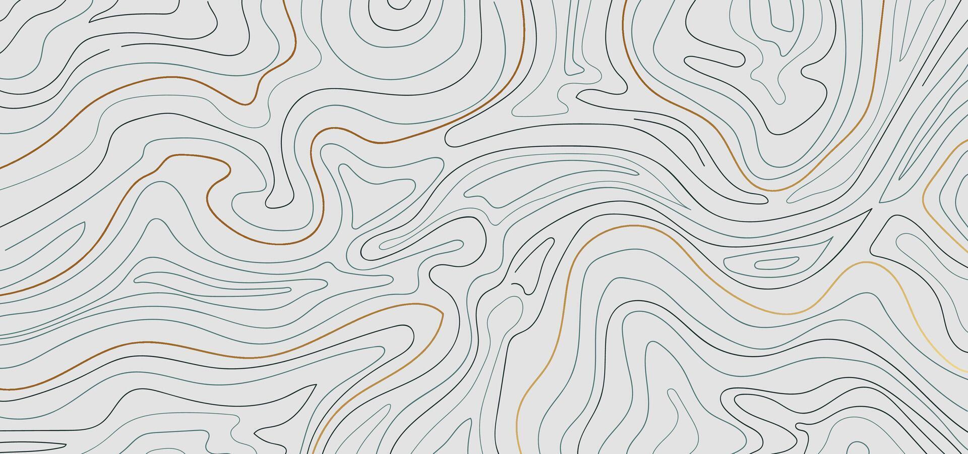 Luxury gold and green line contour map on gray background vector