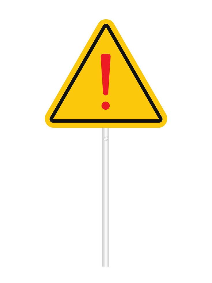 Warning triangle with exclamation mark and pole vector