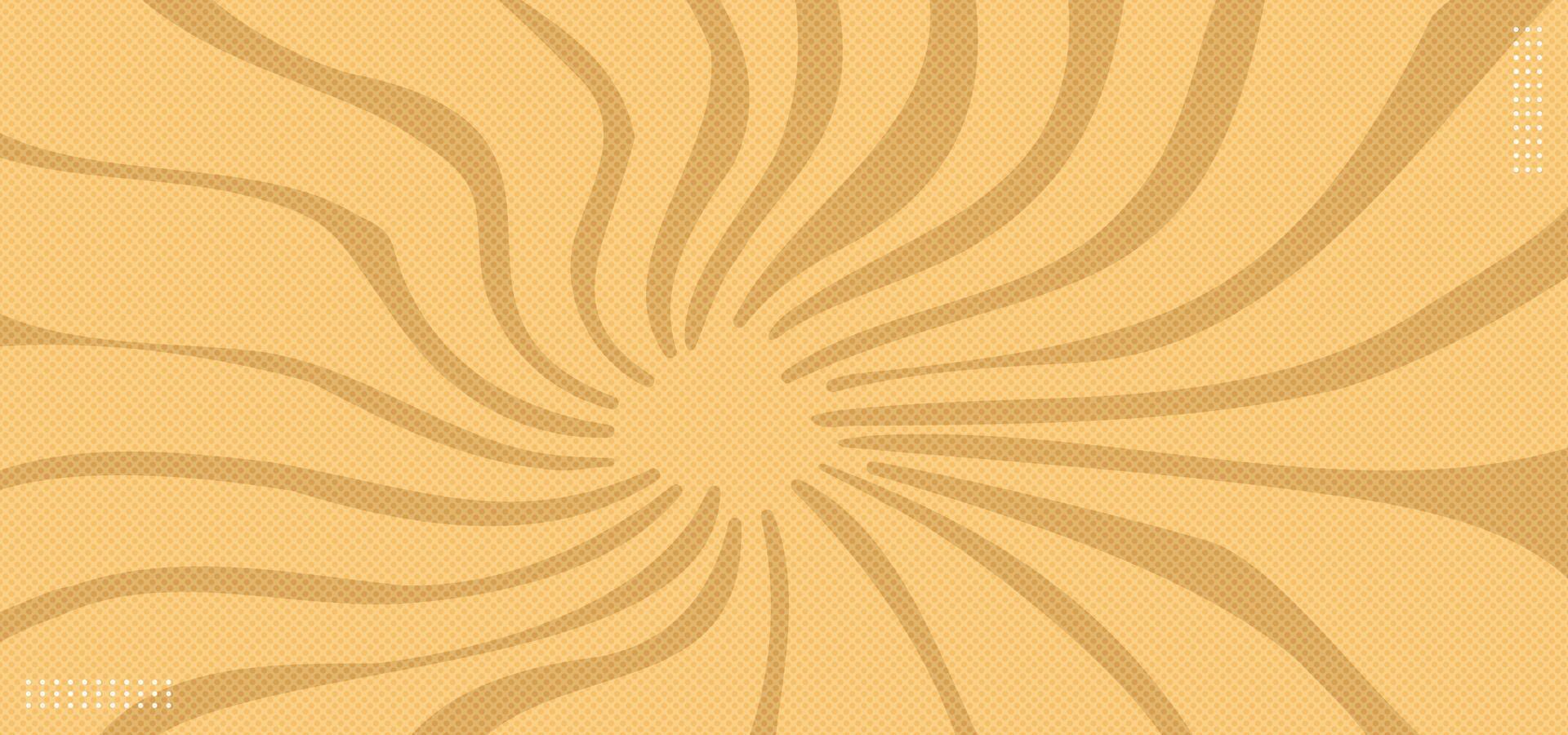 Yellow comic halftone background with swirl pattern background vector