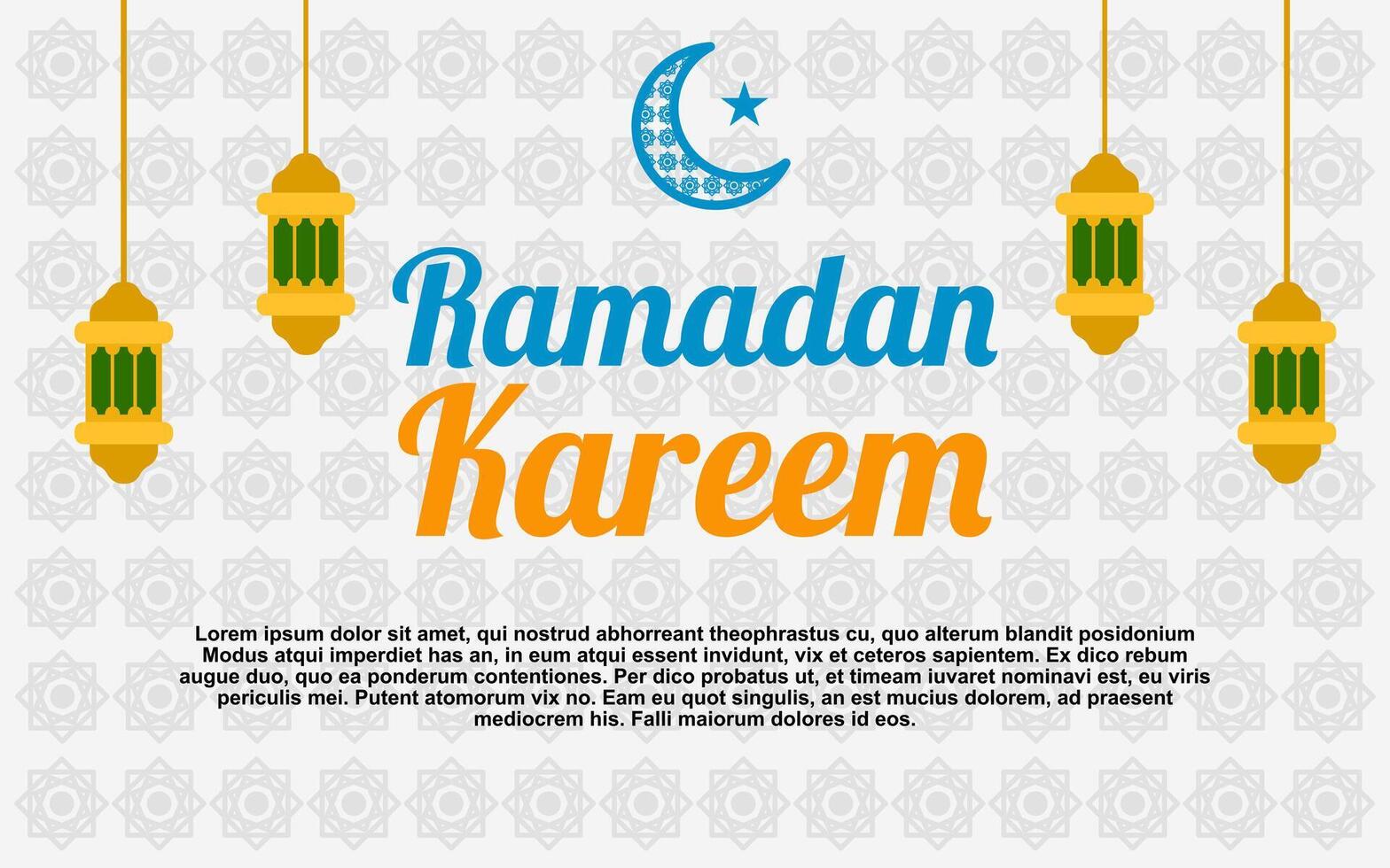 Ramadan Kareem with a white background and gold lanterns for Islamic holiday greetings vector