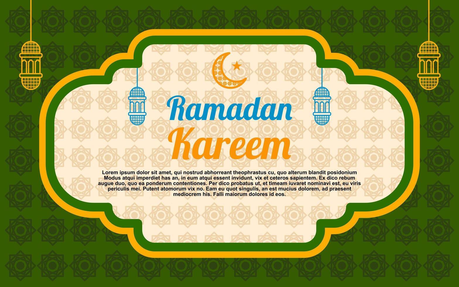 Ramadan Kareem with green and gold background for Islamic holiday greetings vector