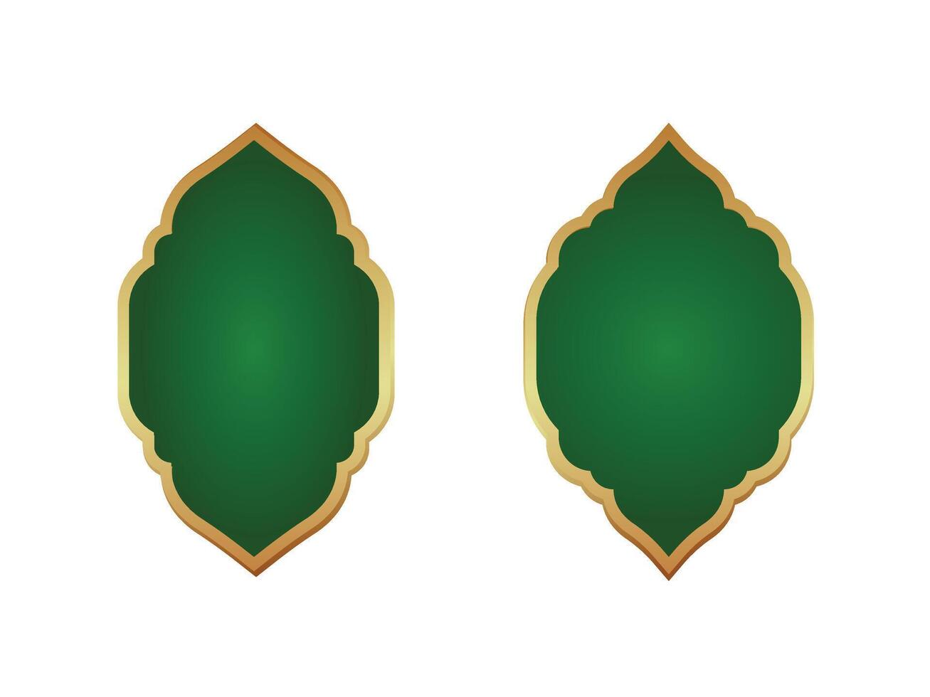 Ramadan golden window frame. islamic banner title frame vector