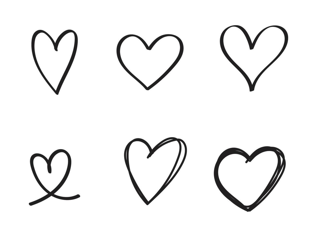 Set of love signs. Hand drawn hearts design element vector