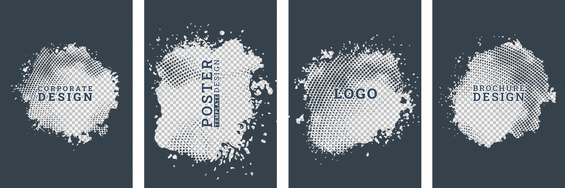 Abstract Grunge halftone Brochure, Modern flyer Covers, abstract Brochure template, illustration design , grunge splash background, Magazines, black halftone design, book, modern, annual, corporate vector