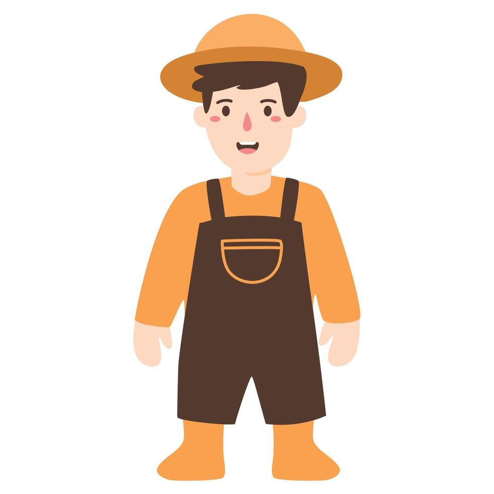 Happy Farmer Boy Profession Cute Illustration vector