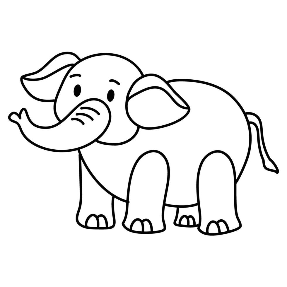 Coloring page of little Elephant for kids vector