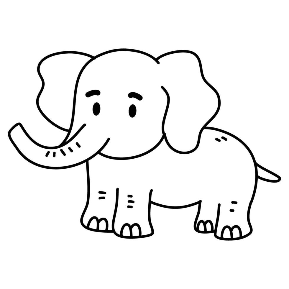 Elephant pencil drawing coloring book vector