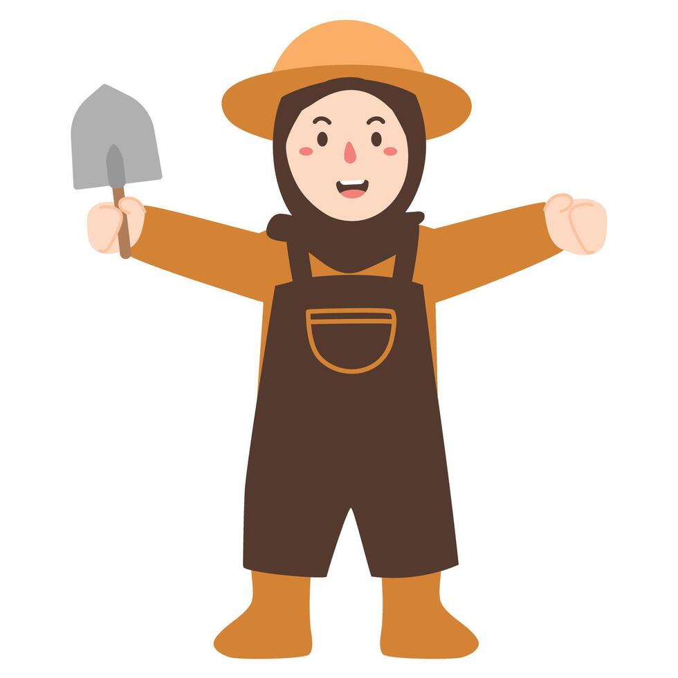 Kid Holding a Shovel illustration vector