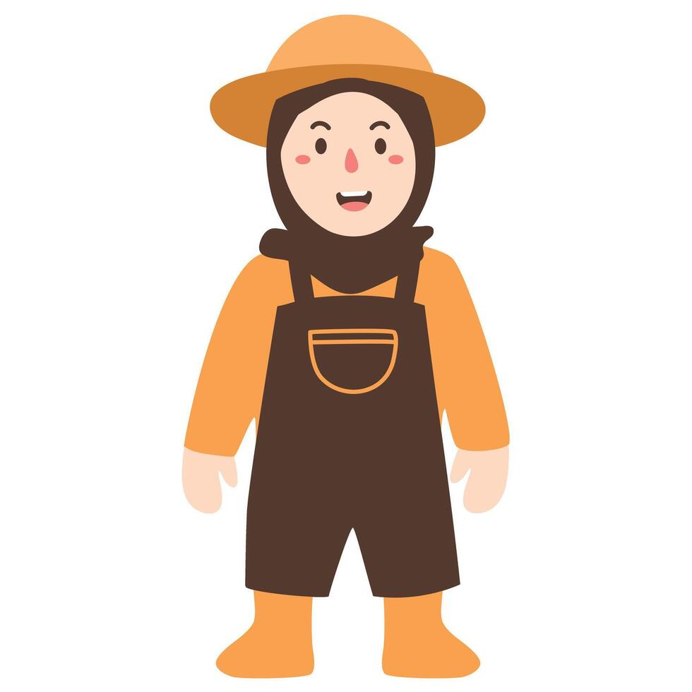 farmer girl with hat character vector