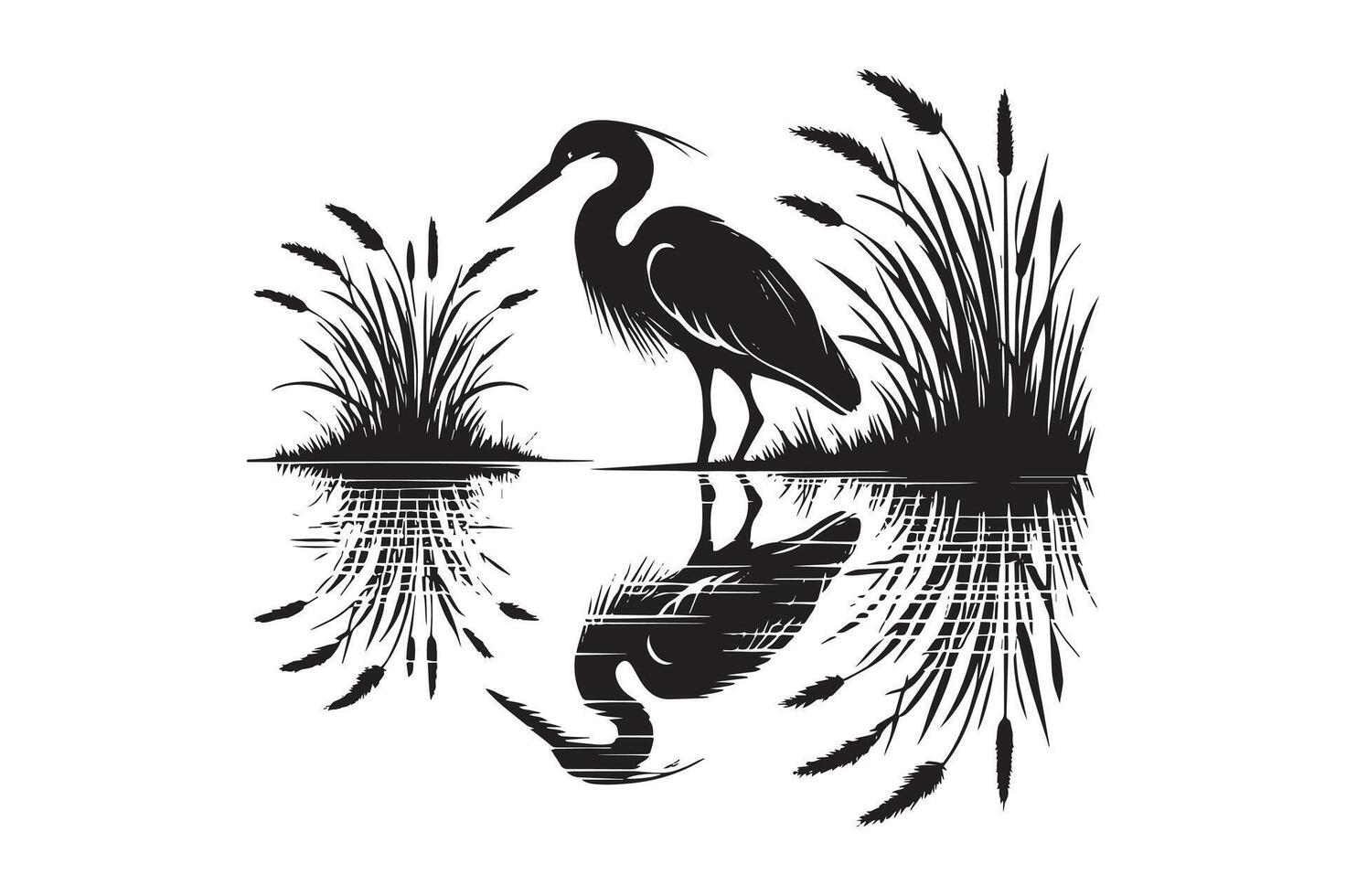 Heron or Egret Bird Silhouette Clipart Design vector