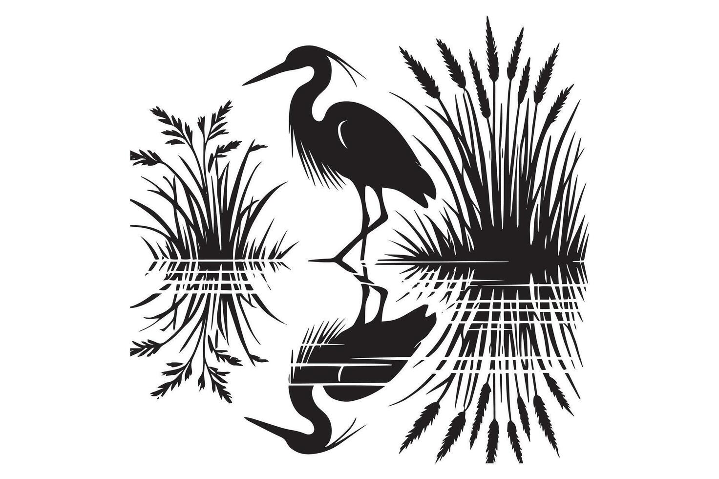 Graceful Egret Bird Design for Digital Art Projects vector