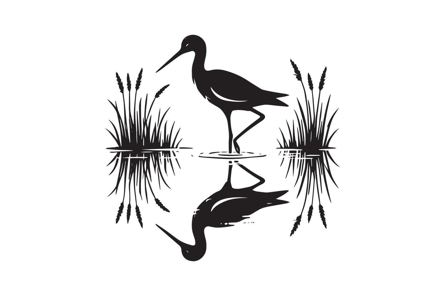 Minimalist Egret Bird for Wall Art and Prints vector