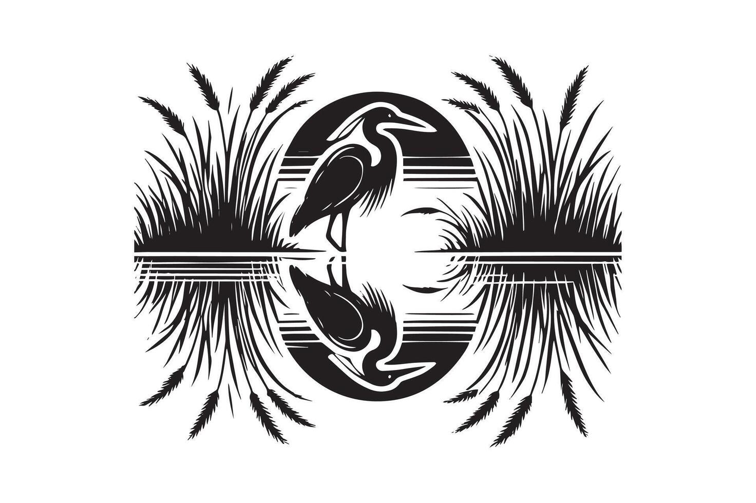 Nature-Inspired Egret Bird Silhouette for Home Decor vector