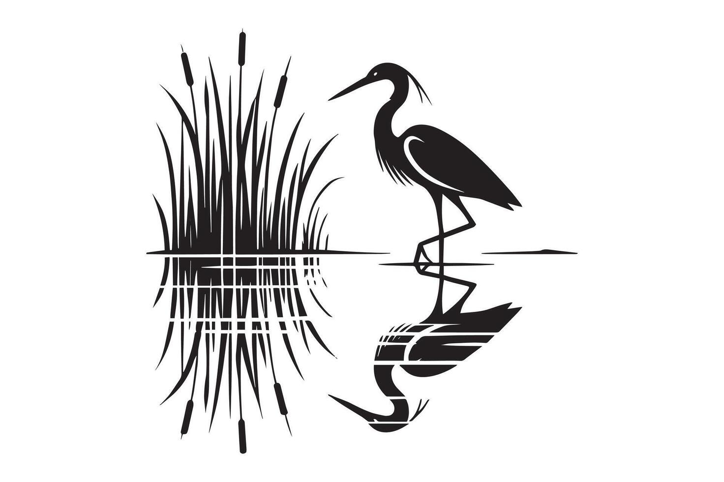 Egret Bird Silhouette Cut File for Laser Cutting vector